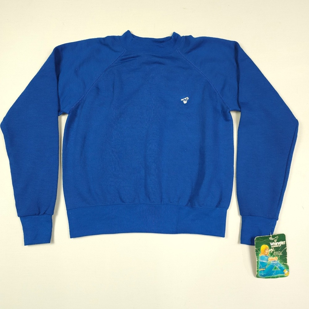 Vintage Wrangler Sweatshirt Women Small Royal Blue Horse Puff Print Deadstock